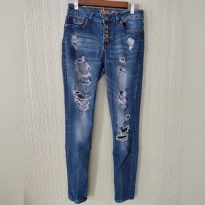 INDIGO REIN Women's Skinny Jeans - Distressed Blue